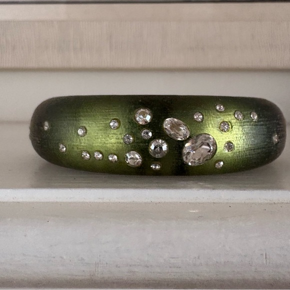 Alexis Bittar Jewelry - Alexis Bittar Lucite Hinged Cuff Bracelet crystal and brilliant green